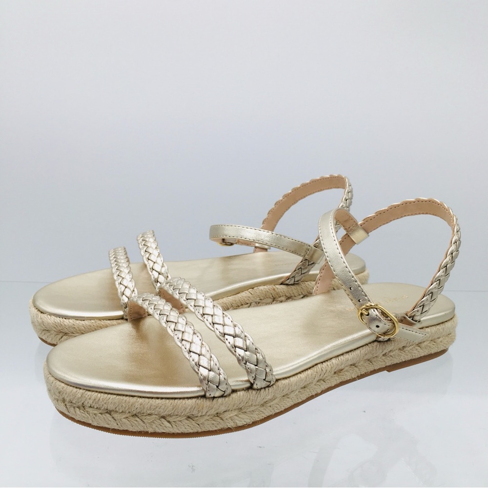 Stuart Weitzman Mykonos Braided Metallic Nappa Espadrille sandals Size US 7.5 B